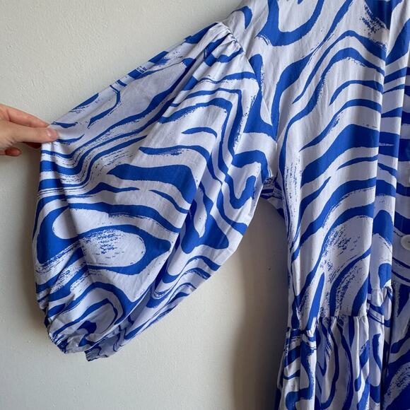 NWT THE LULO PROJECT Ale Dress Zebra Dunas Blue Maxi - Picture 4 of 8